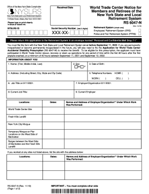 Fillable Online World Trade Center Notice for Members and Retirees of ...