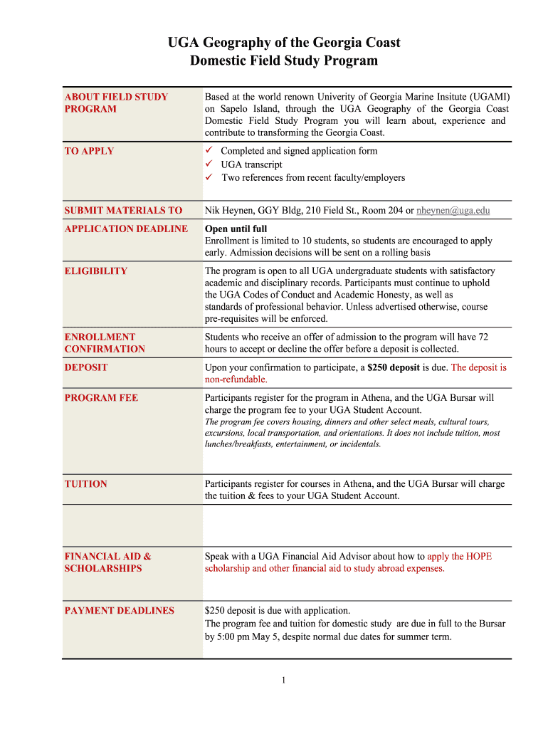 Fillable Online UGA Domestic Franklin Geography of the