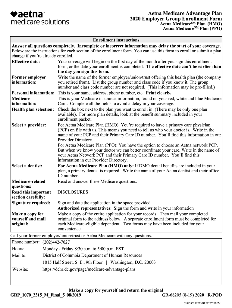 Aetna Medicare Advantage Plan For Retirees Disenroll Form Fill Online