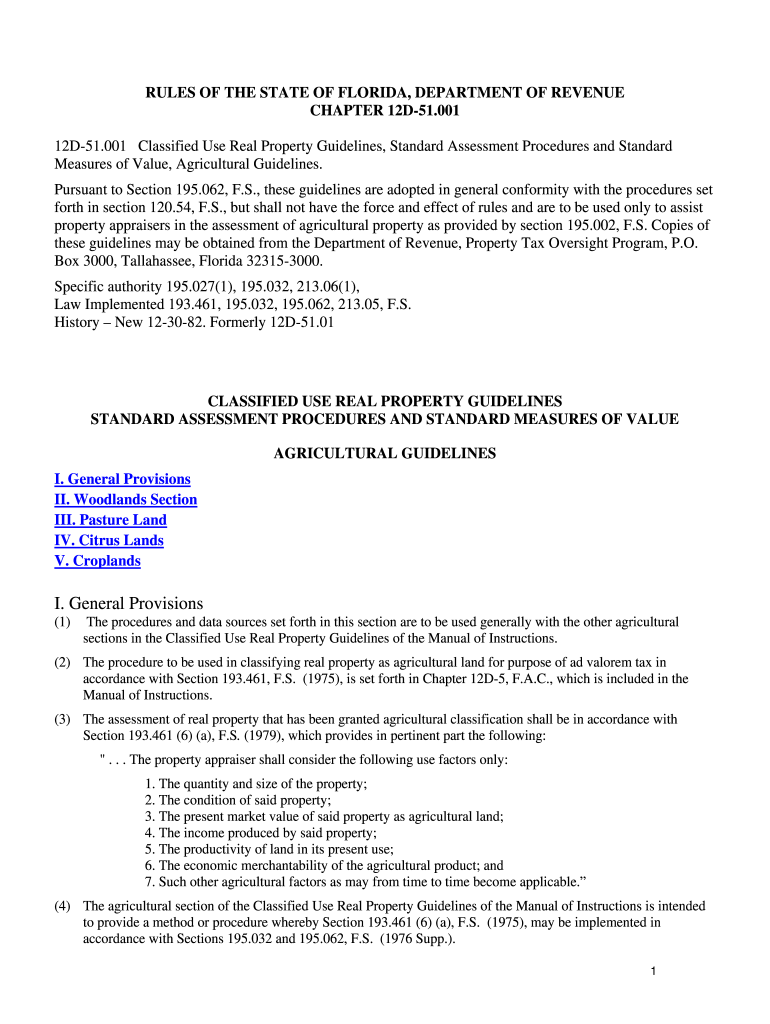 Fillable Online Classified Use Real Property Guidelines Florida