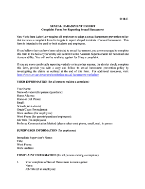 SEXUAL HARASSMENT EXHIBIT Complaint Form For