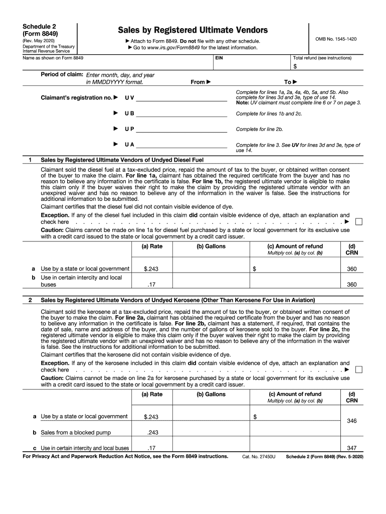 Irs Schedule 2 2022 Irs 8849 Schedule 2 2020-2022 - Fill And Sign Printable Template Online |  Us Legal Forms