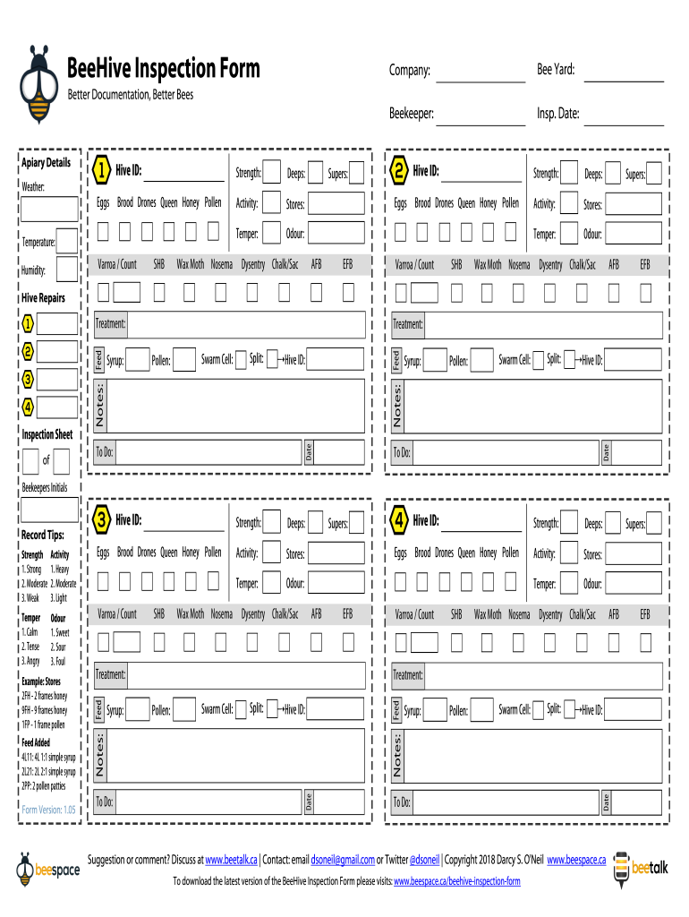 Beekeeping Records Template Fill Online Printable Fillable Blank