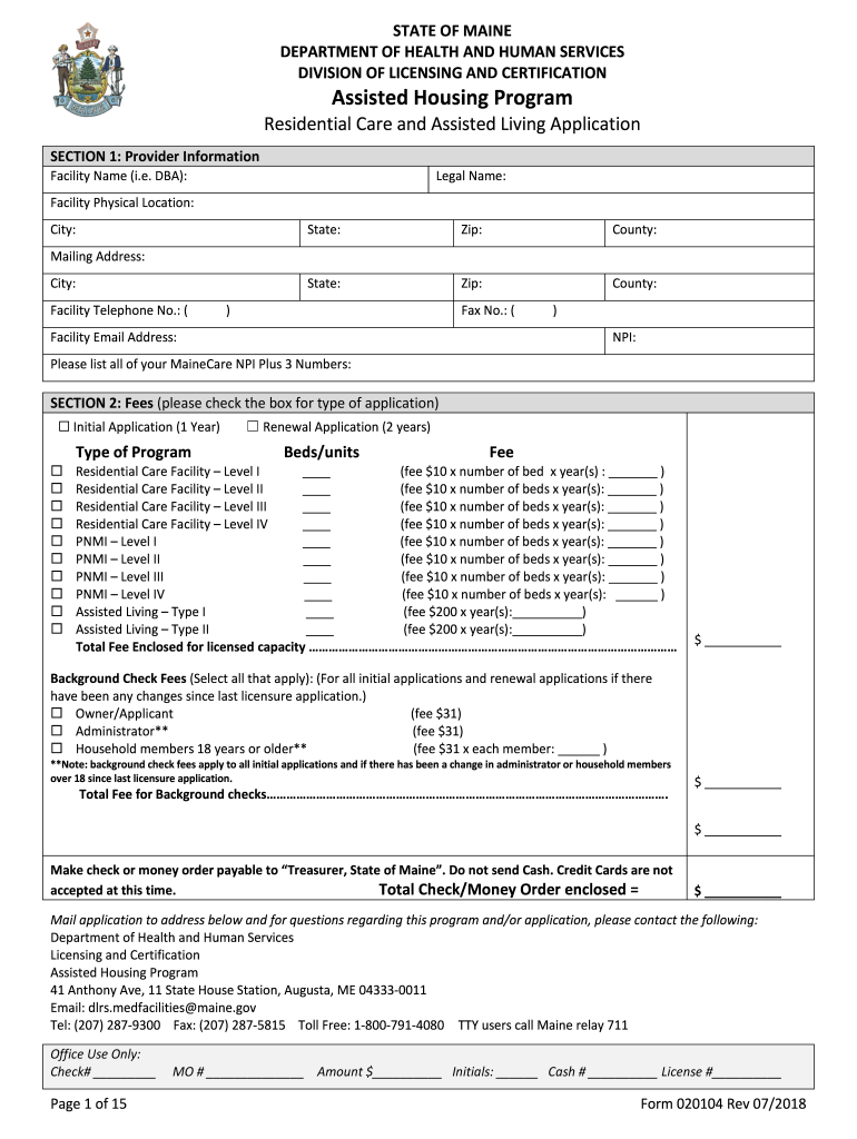 Fillable Online Assisted Housing Program Application - Department of ...