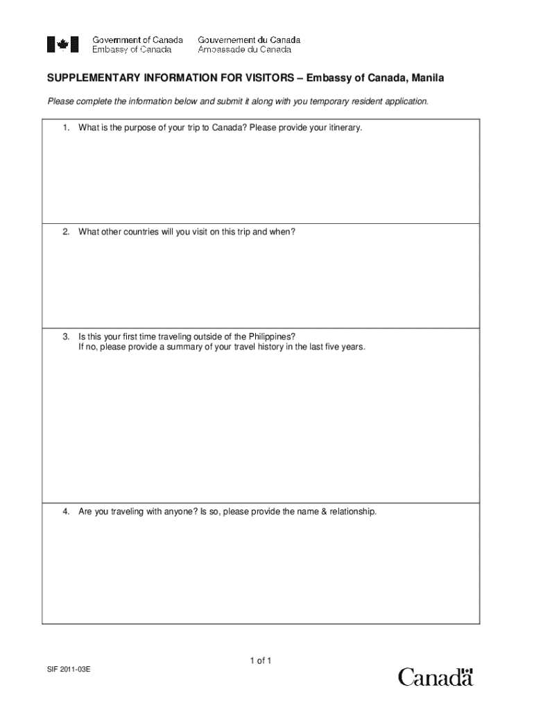 supplementary canada visa Preview on Page 1