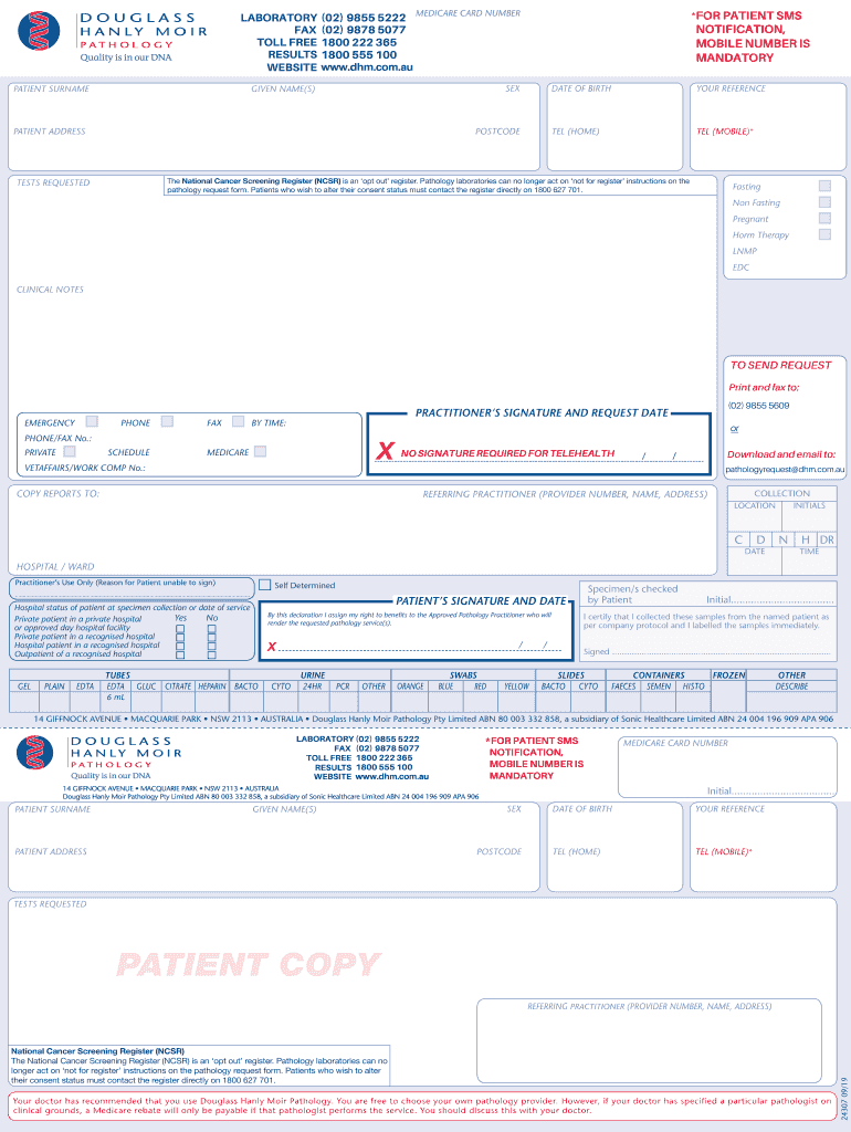 dhm pathology supplies order form Preview on Page 1