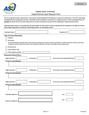 Departmental Leave Request Form