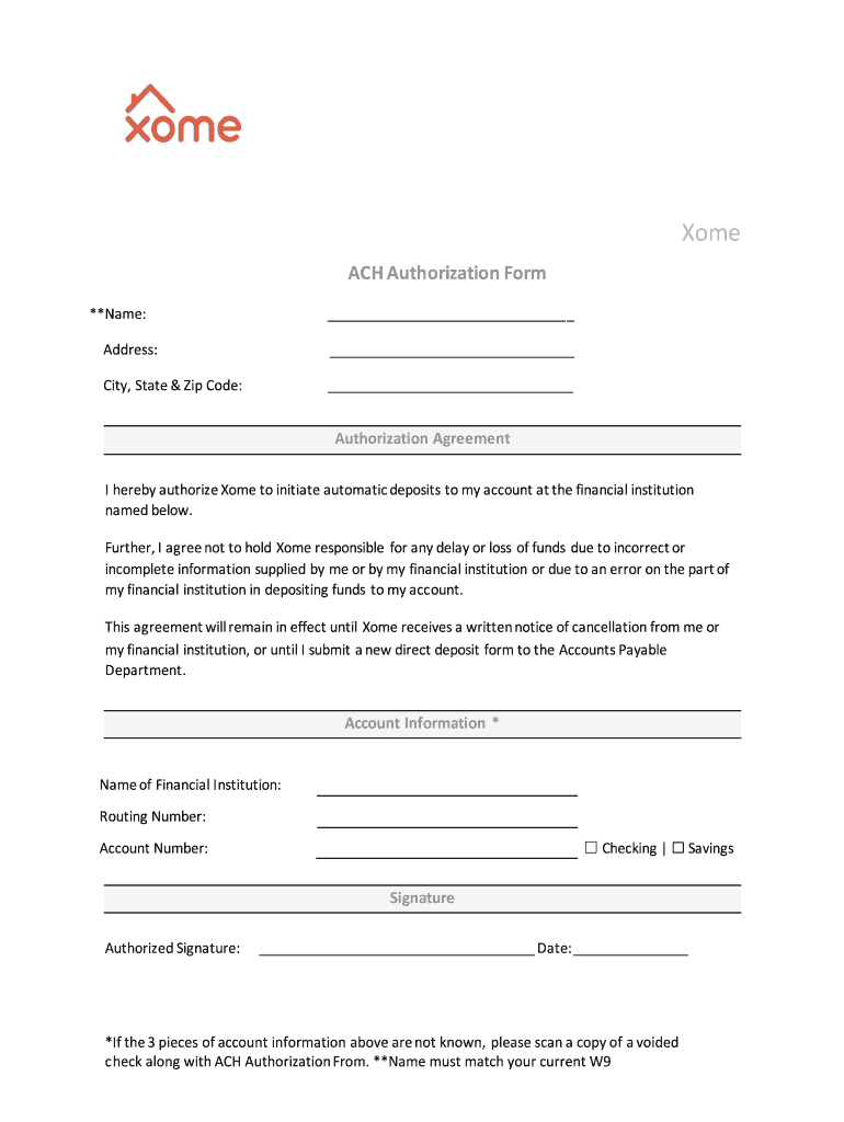 I hereby authorize Xome to initiate automatic deposits to my account at the financial institution Preview on Page 1