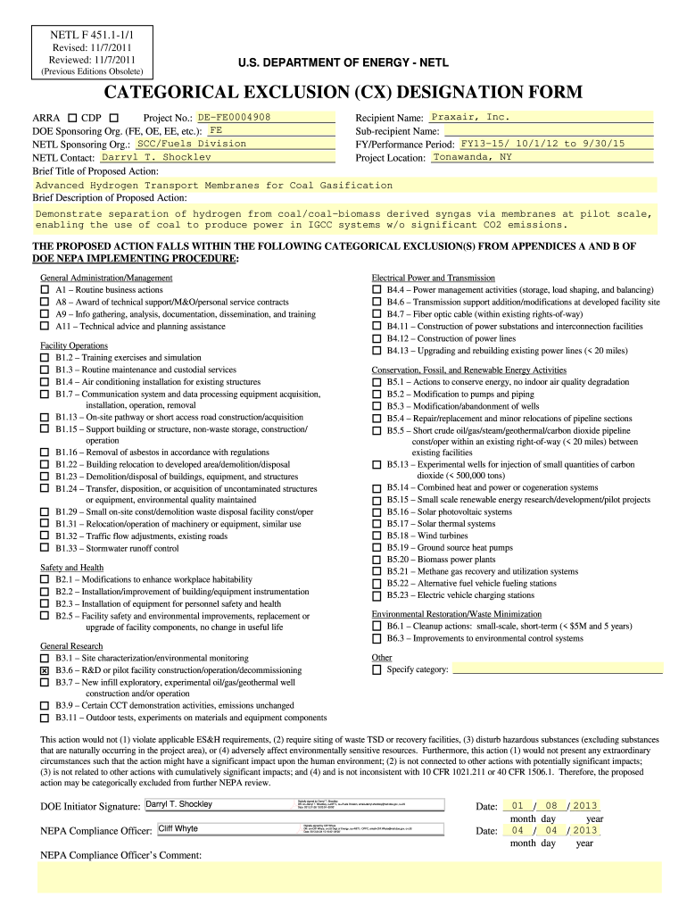 Fillable Online ENVIRONMENTAL REVIEW FOR CATEGORICAL EXCLUSION