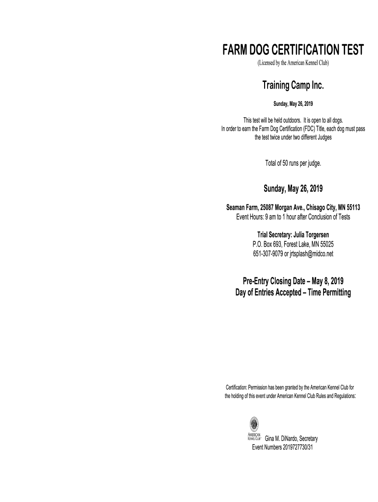 Fillable Online American Kennel Club training certificate helps dog