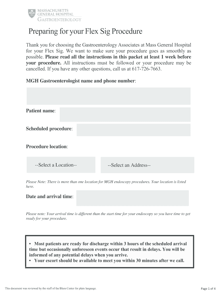 Fillable Online Preparing for your Flex Sig Procedure Fax Email Print pdfFiller