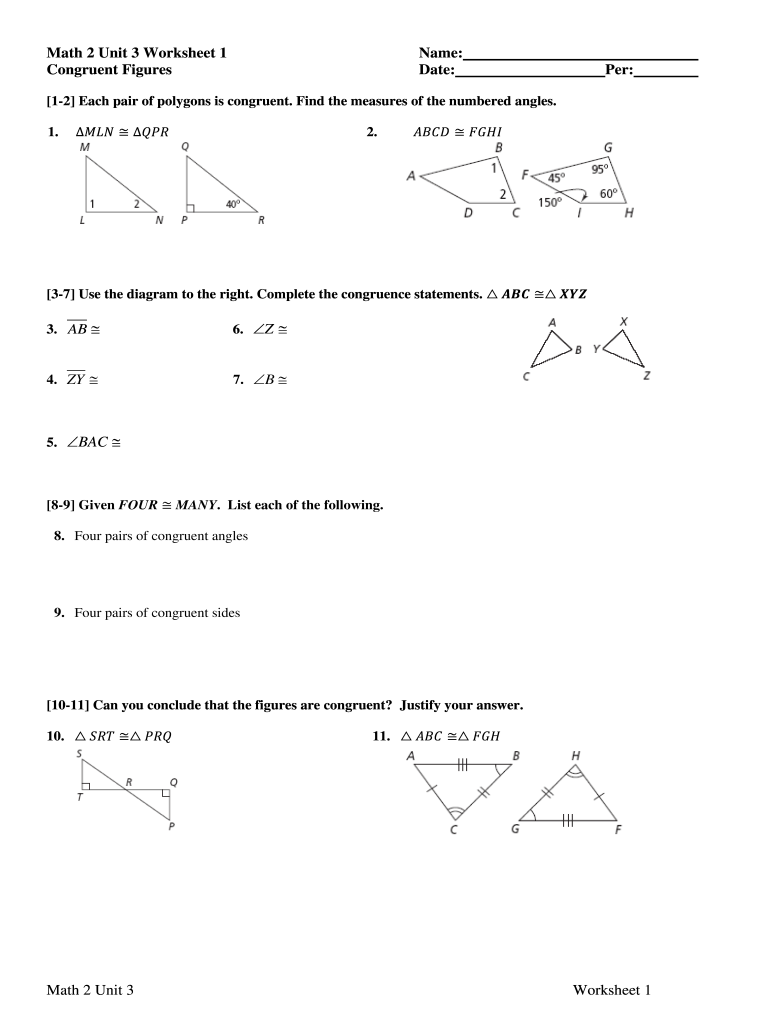 triangle unit parts 1 3 worksheet Preview on Page 1