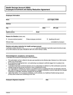 Sample FSA Salary Reduction Agreement