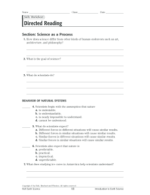 Fillable Online Holt Earth Science Directed Reading Worksheets Answer Key Pdf Fax Email Print Pdffiller