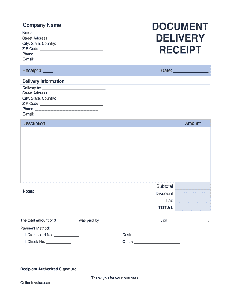 Document Delivery Receipt Template Fill And Sign Printable Template Document Delivery Receipt Template Fill And Sign Printable Template
