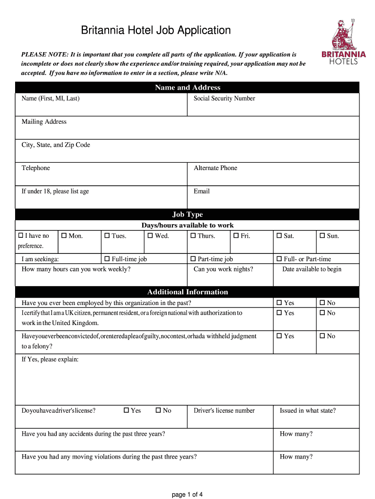 job required application Preview on Page 1