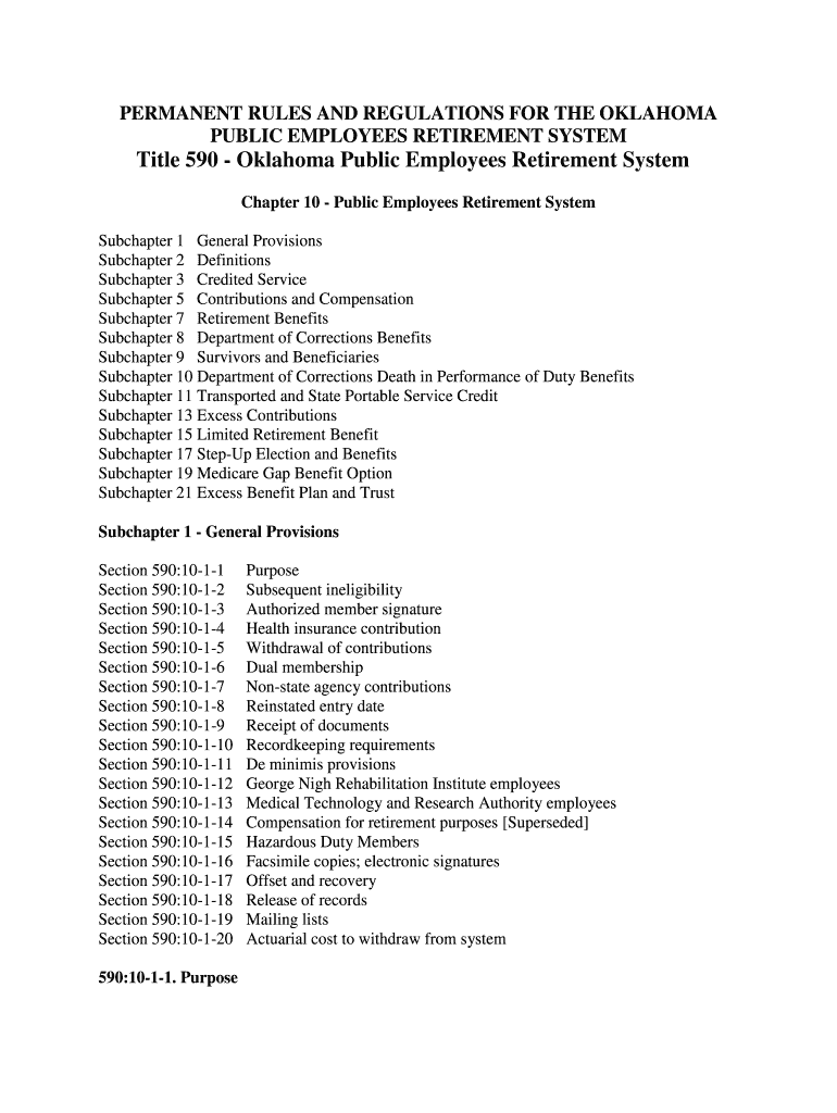Fillable Online PERMANENT RULES AND REGULATIONS FOR THE OKLAHOMA Fax