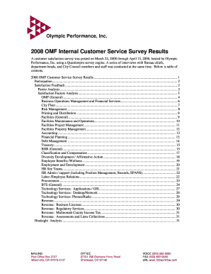 OMF Customer Service Survey Results Report (2008). Detailed survey results for 2008