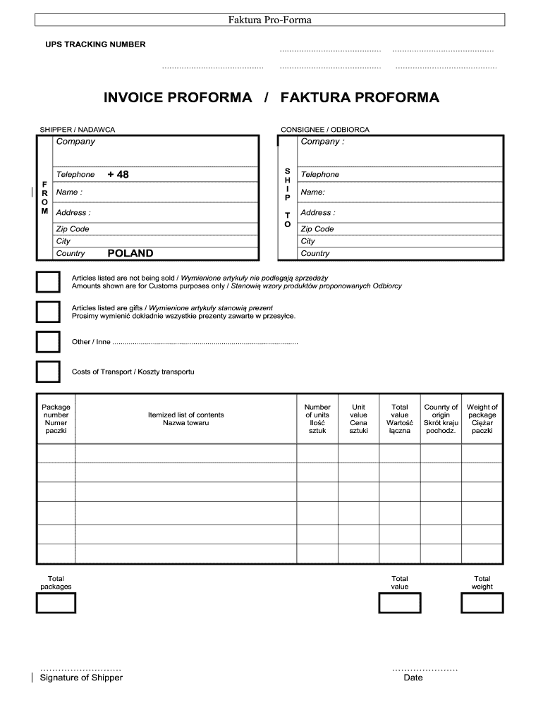 proforma faktura ups Preview on Page 1