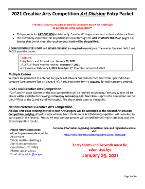 2021 Creative Arts Competition Art Division Entry Packet January 29 ...