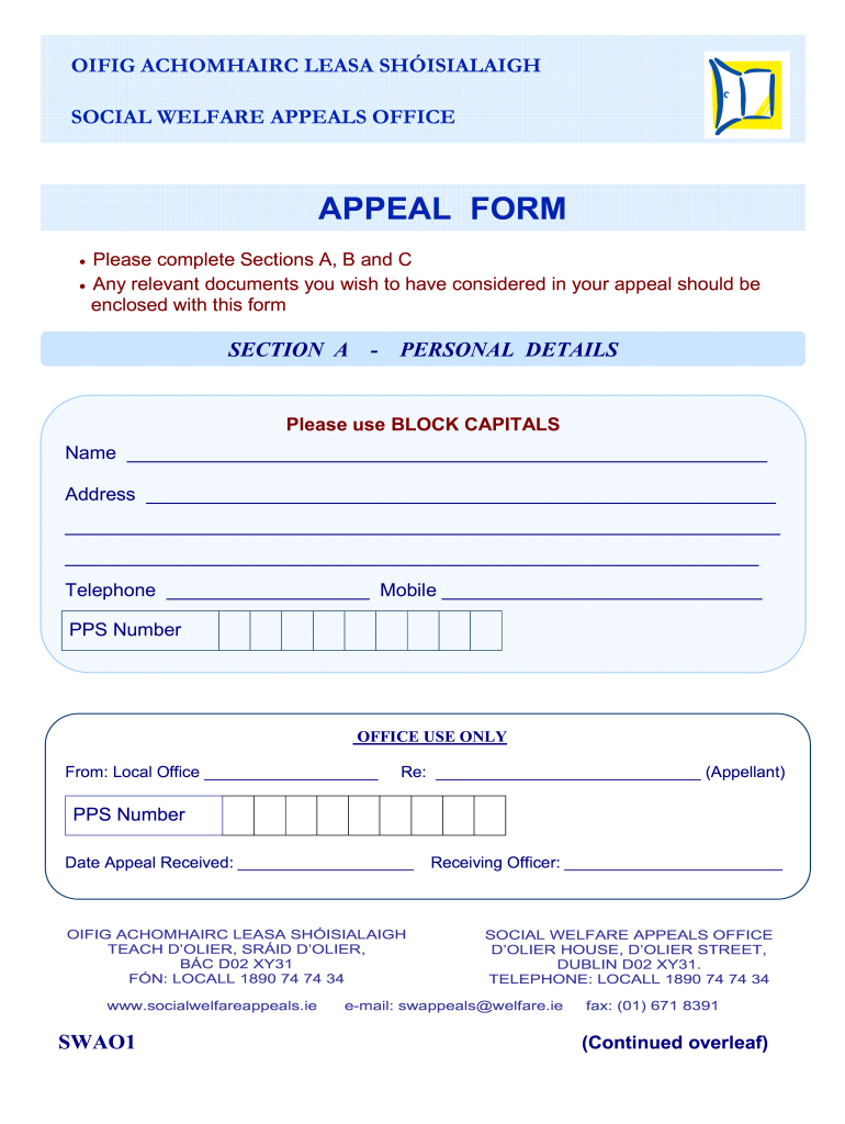 Social welfare appeals form Fill out & sign online DocHub