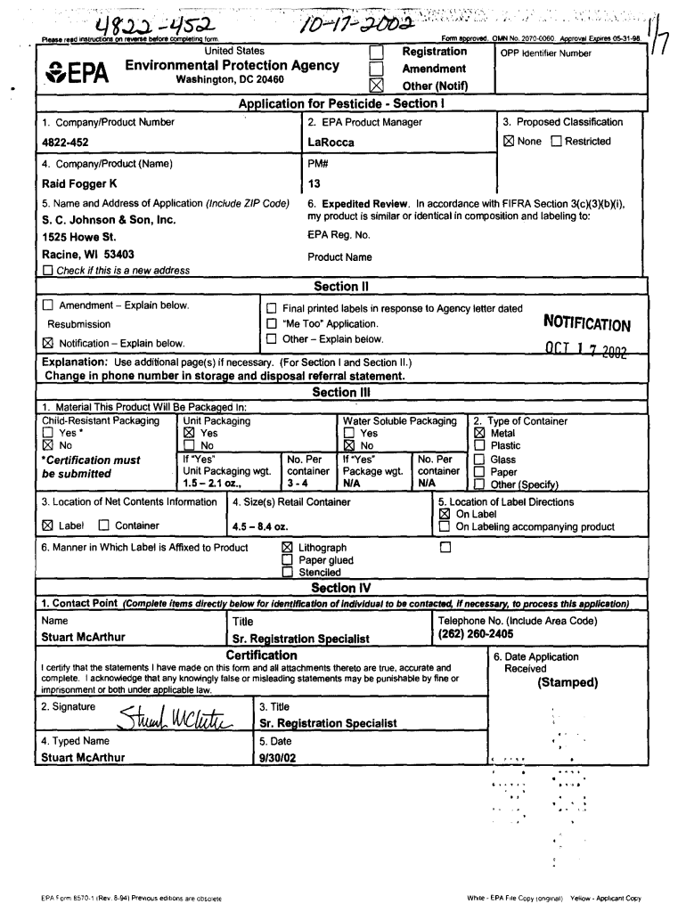 Fillable Online U.S. EPA, Pesticide Product Label, RAID FOGGER K, 10/17/2002 Fax Email Print