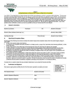 2020-21 HIGH SCHOOL IDENTITY STATEMENT OF ED PURPOSE WORKSHEET