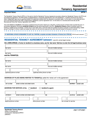 Residential Tenancy Agreement - British Columbia