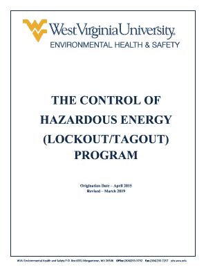 Fillable Online THE CONTROL OF HAZARDOUS ENERGY (LOCKOUT/TAGOUT PROGRAM ...