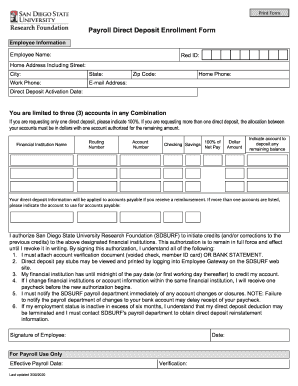 Employee Direct Deposit Authorization Full Name: Address ...