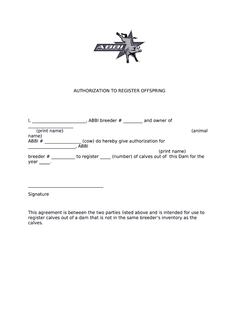 Dam Authorization American Bucking Bull Inc Doc Template PdfFiller