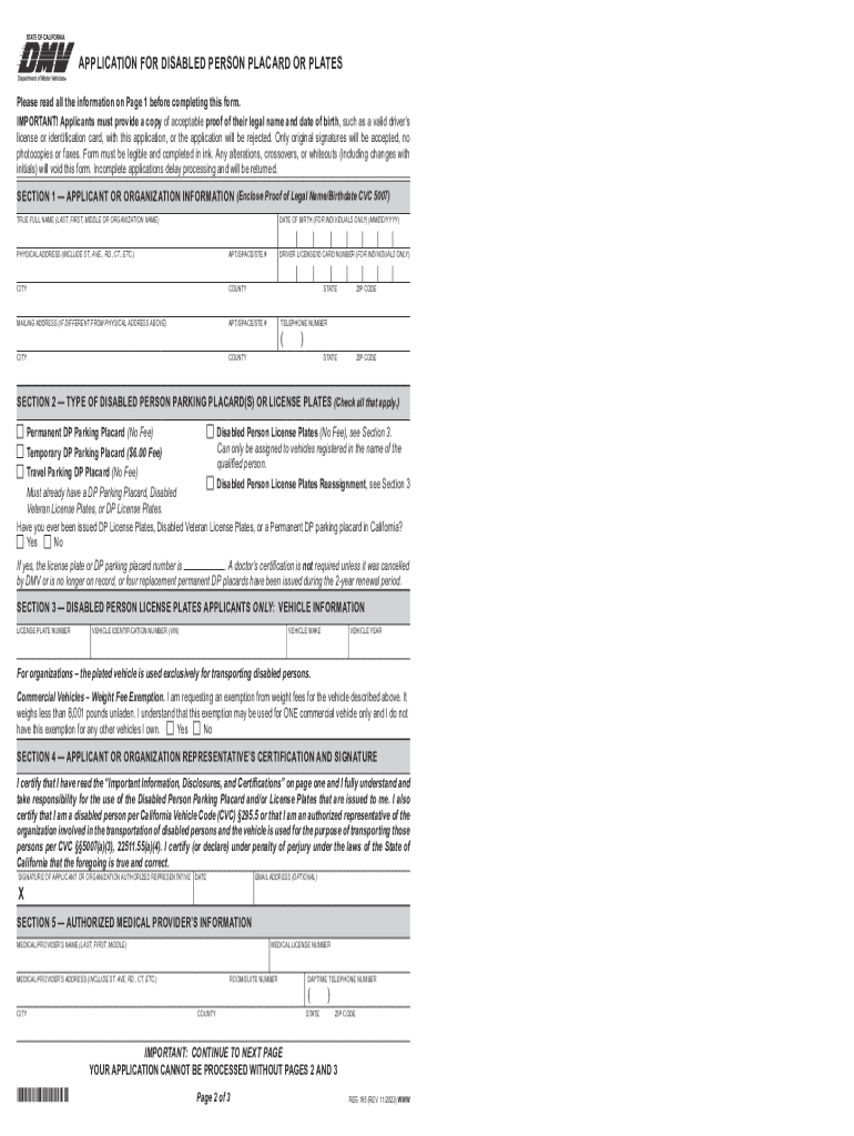 dmv handicap form Preview on Page 1