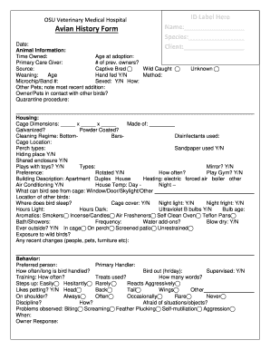 Fillable Online Reptile History Sheet - Oklahoma State University Fax