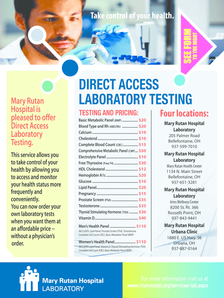 Fillable Online Mary Rutan Hospital Offers Direct Access Laboratory