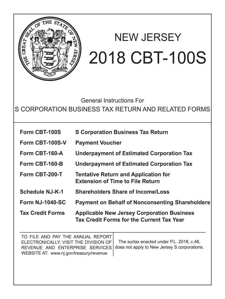 Fillable Online NJ CBT 100S Instructions for CBT100S. NJ CBT 100S