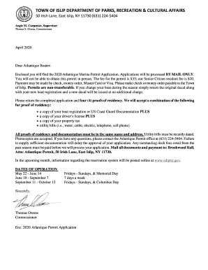 Atlantique Marina Letter & Permit Application