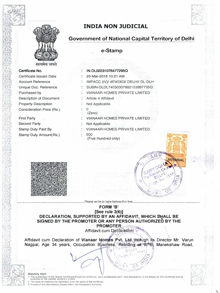government of national capital territory of delhi e stamp Preview on Page 1