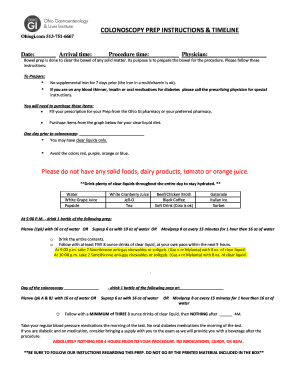 Colonoscopy Prep Instructions