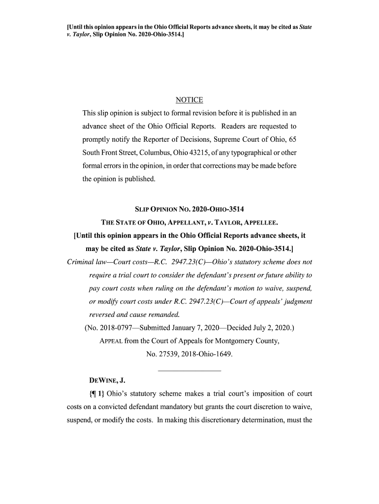 Fillable Online State v. Taylor (Slip Opinion) Fax Email Print pdfFiller