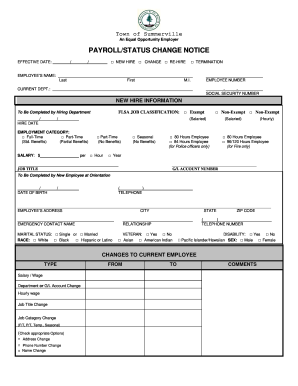 PAYROLL/STATUS CHANGE NOTICE