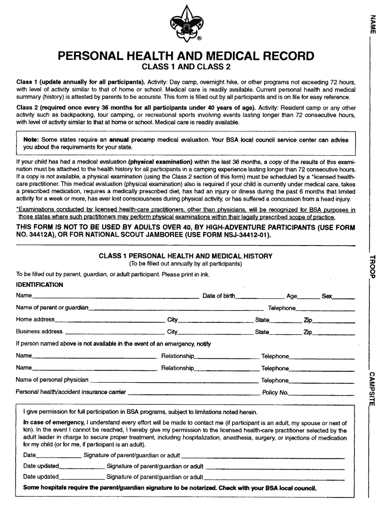 Fillable Online Get the jamboree personal health and medical record