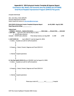 Appendix B: VDH Sub-grant Invoice Template &amp;amp; Expense ...