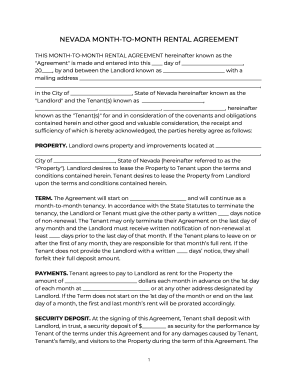 fillable online nevada month to month rental agreement fax