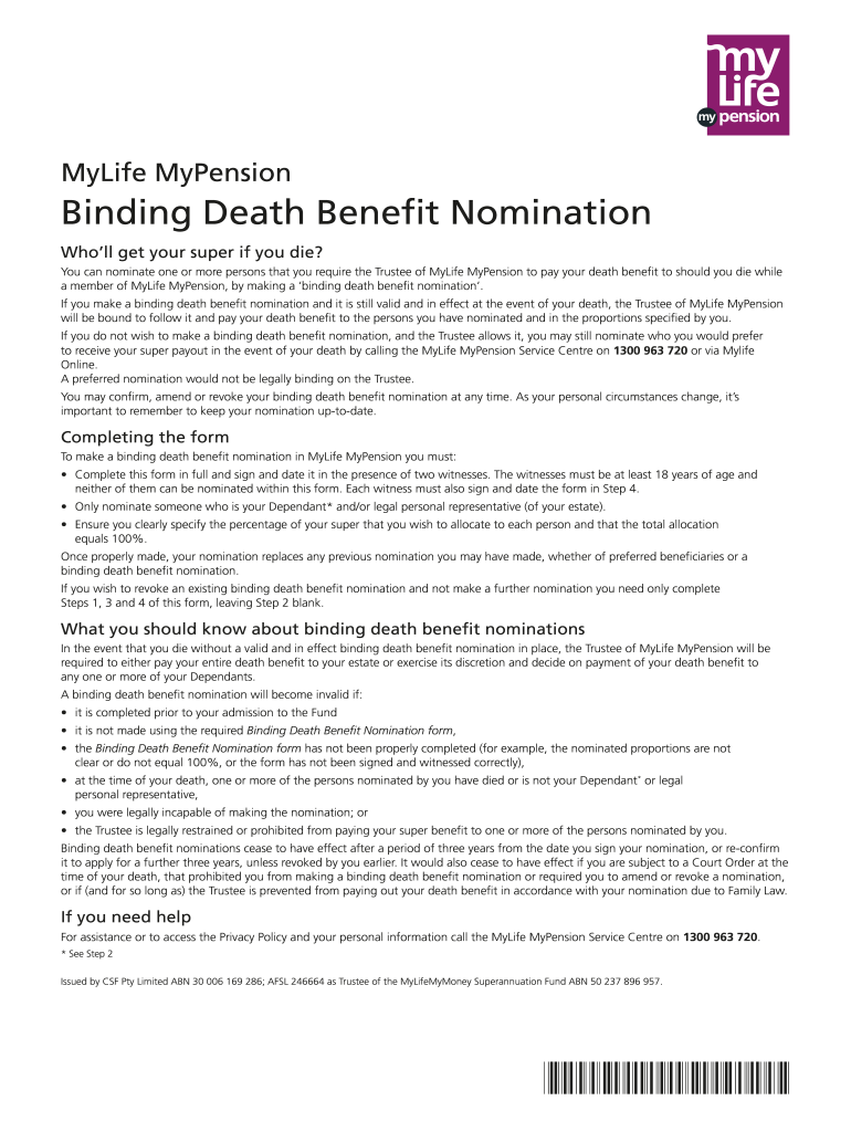 Fillable Online What happens to your superannuation when you die? ItRetirement Topics