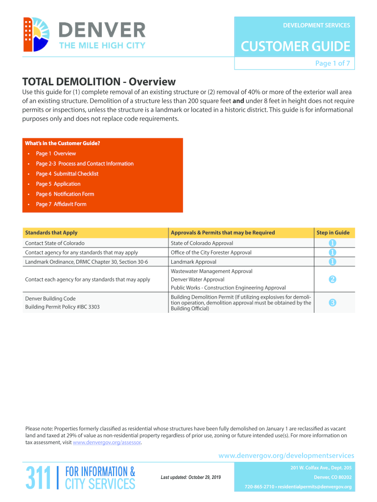 Fillable Online denvergov Total Demolition Guide - Denver Preview on Page 1