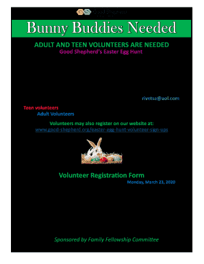 Teen &amp; Adult Easter Egg Hunt 2020 Volunteer Forms PDF
