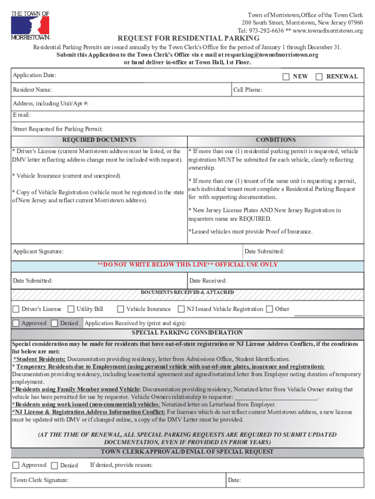 new jersey request residential parking Preview on Page 1