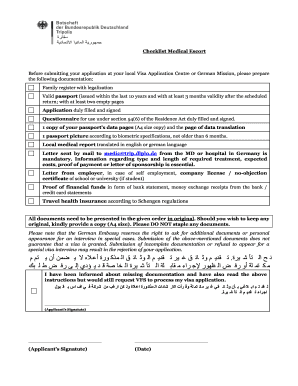 Checklist Medical Escort