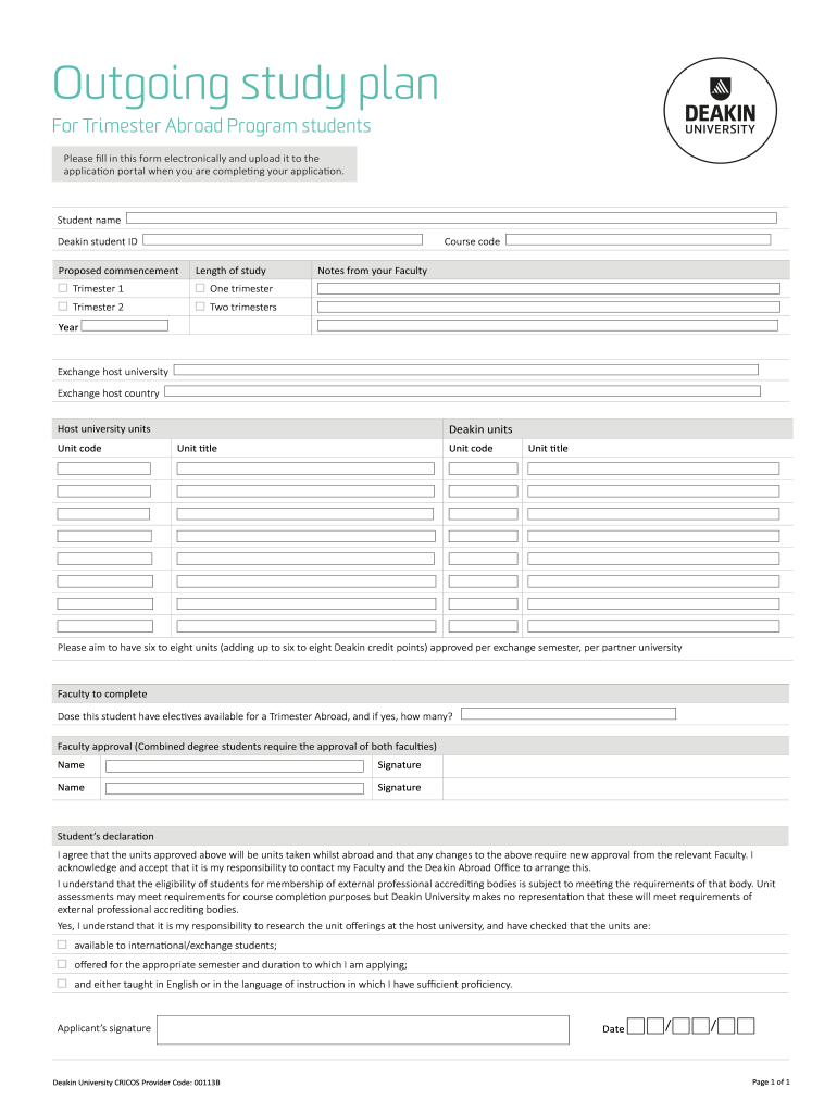 australia outgoing study plan program Preview on Page 1