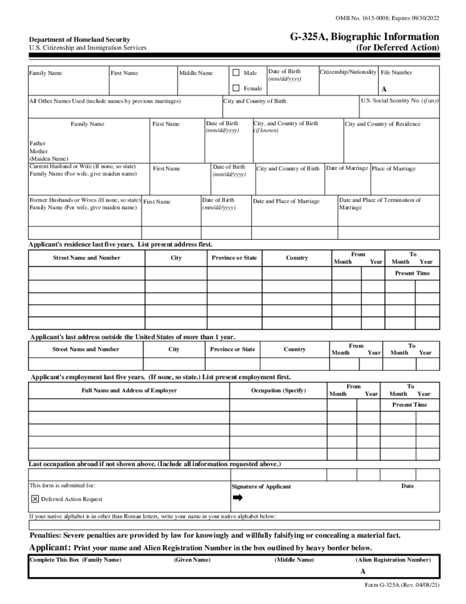 Write On Form G-325A